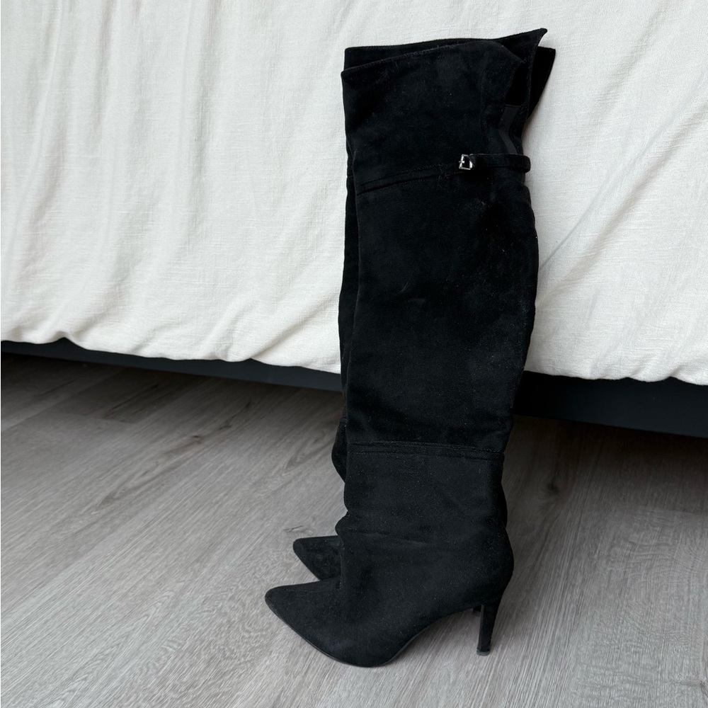 Chinese Laundry over the knee black suede boots